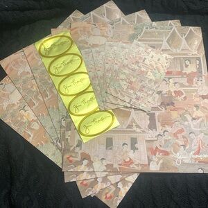 Original Jim Thompson Thai Silk Scarf Envelopes w/ stickers and gift tags set 5